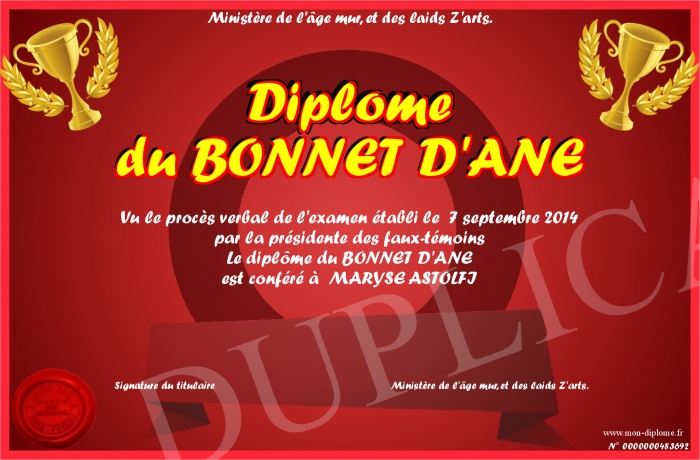 diplome bonnet d'ane